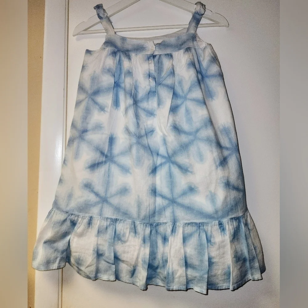 JANIE AND JACK TIE DYE BOW STRAP DRESS IN Angel Falls Shibori Size 12